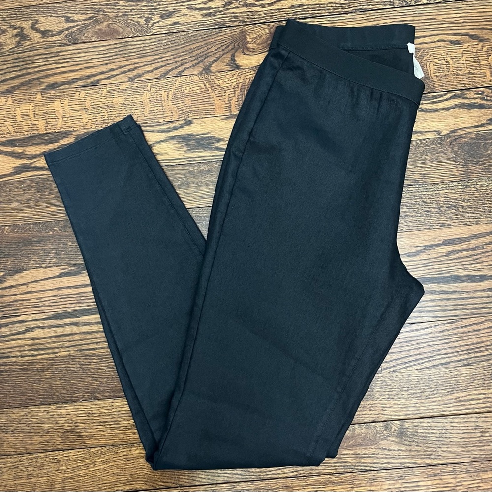 Eileen Fisher Jeggings Black Organic Cotton Blend Stretch Size Small Mid Rise